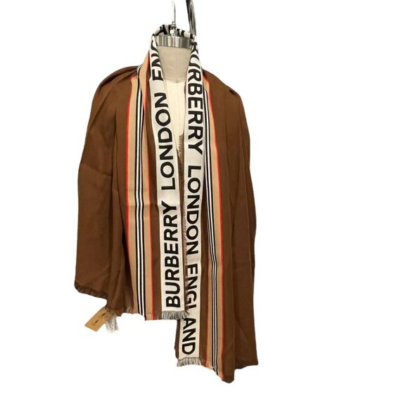 Burberry Scarf Ribbon England Heritage Stripe Brown, 185cm X 100cm, XL si… - Picture 1 of 13